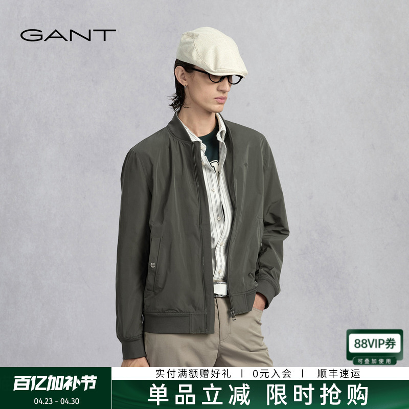 Gant/Gant Spring and Autumn New Men's Short Jacket with Baseball Collar, Fashionable Sports American-Style Casual Jacket