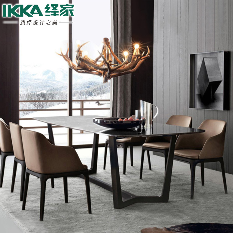 Nordic Style Marble Dining Table And Chairs Combine Modern Minima Small Household Type Rectangular Dining Table Home Solid Wood Table