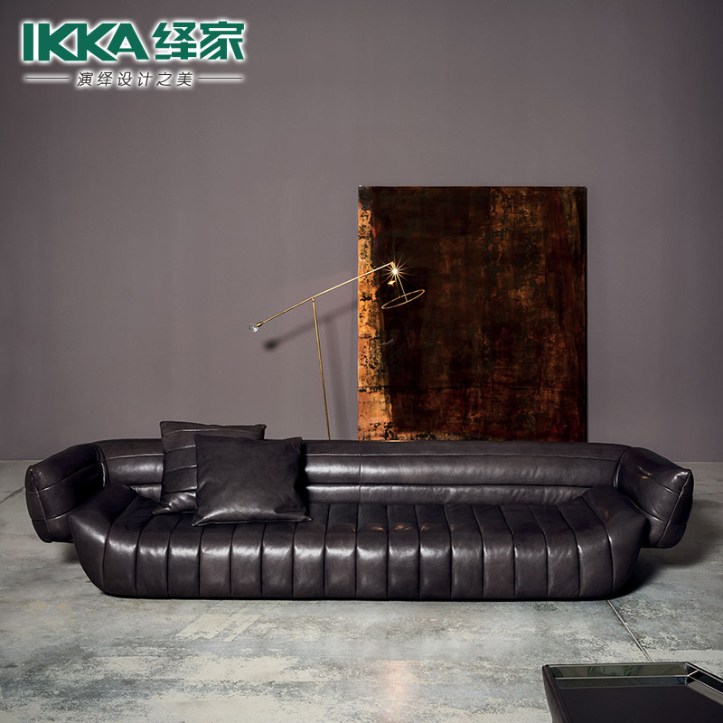 Italian minimalist and modern luxury leather sand found a simple combination of large and small household model house sofa