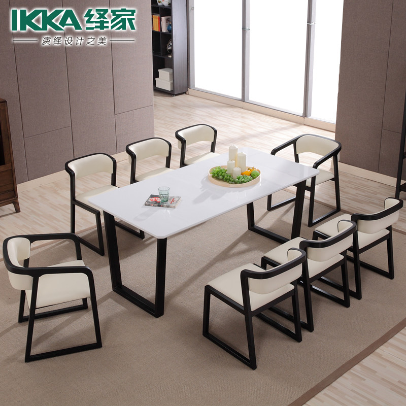Nordic Wind Marble Table Modern Minima Small Household Type Fire Stone Dining Table And Chairs Group Full Wood Dining Table With Solid Wood Dining Table