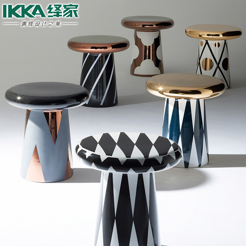 Nordic Designer Tea Table Small Family Style Living Room Creative Styling Mushroom Color Painted Fiberglass Round Edge A Few Corners