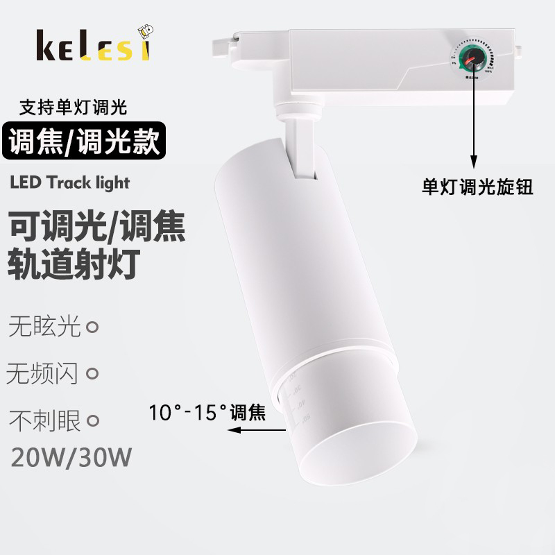 Museum Track Light with Focus Adjustment and Dimming, Track Light for Exhibition Halls, Spotlight for Art Galleries, Exhibition Lighting Fixtures, 30W Zoom