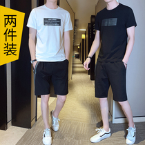 Mens t-shirt short-sleeved 2021 new fashion brand ruffian handsome mens set with handsome mature leisure suit summer