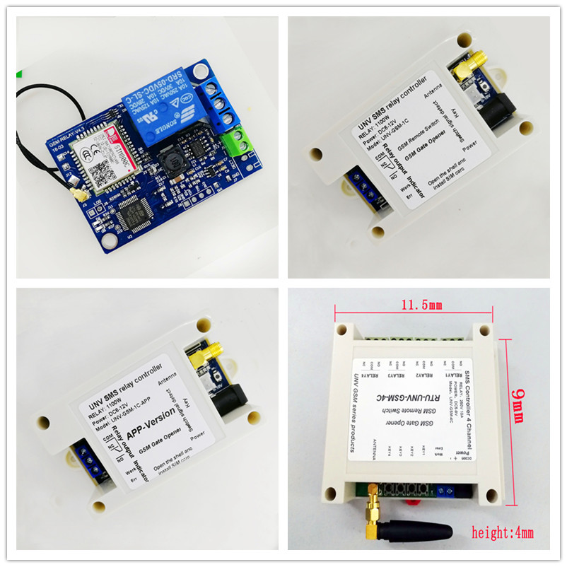 SMS-controlled phone remote control relay with 1 2 4 paths with 2G 4G frequencies globally available
