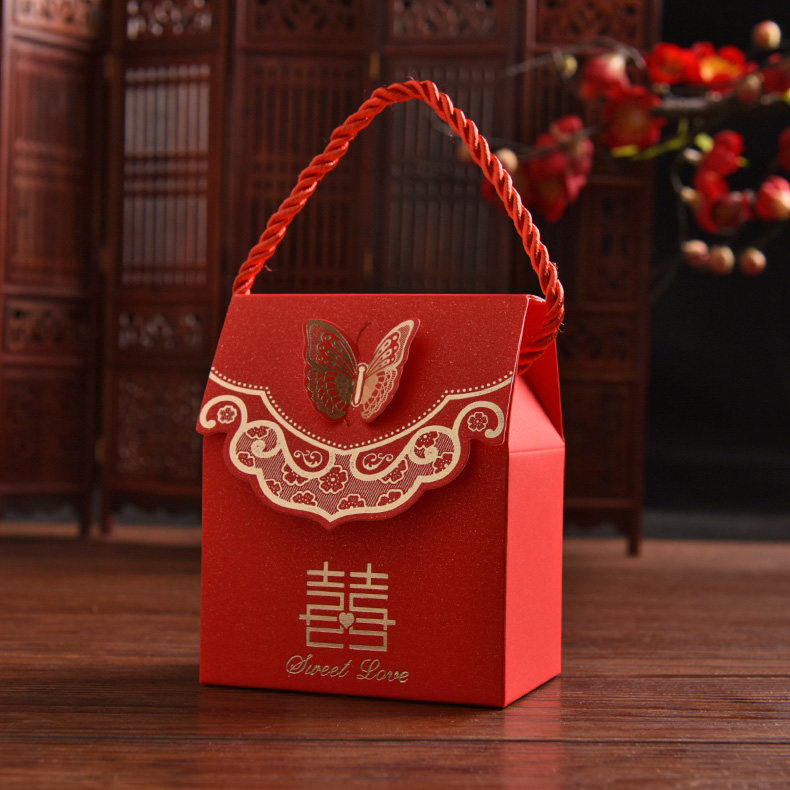 Wedding Celebration Wedding Supplies Personality Bags Creative Joy Sugar Box China Wind Paper Candy Box Packaging Boxes Red-Taobao