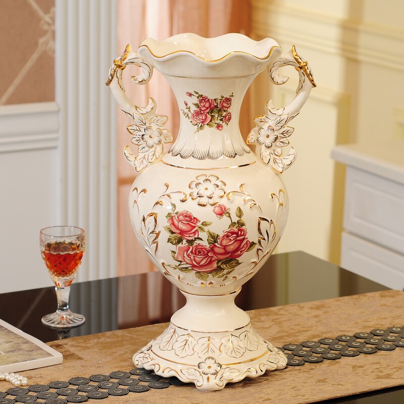 European Vase Fittings Living Room Flower Simulation Vase Household Decorations TV cabinet set up large