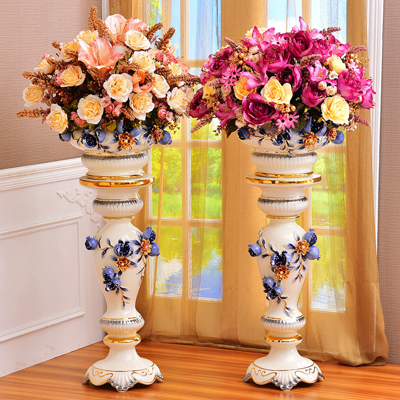 European-style floor-to-ceiling large vase decoration luxury living room dry flower flower arrangement high-grade ceramic high-end home decoration vase