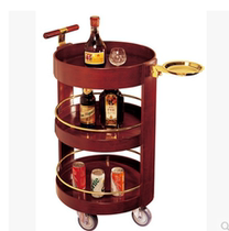 Japanese round wine truck three-layer cart home tea truck snack car mobile service car high-grade solid wood dining car