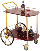 European style double-decker wine truck steel wood cart dessert car hotel solid wood Red Wine Car silent restaurant tea service car