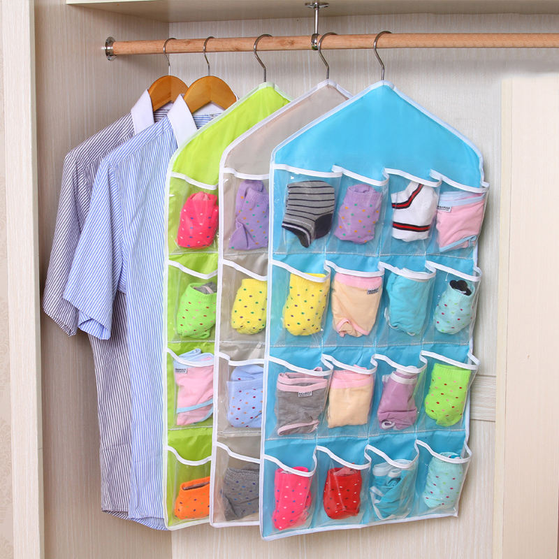 Cashier bag Hanging Bag Wardrobe Transparent 16 Groom Closet Accommodating Door Rear Underwear Socks HANGING WALL CASHIER BAG