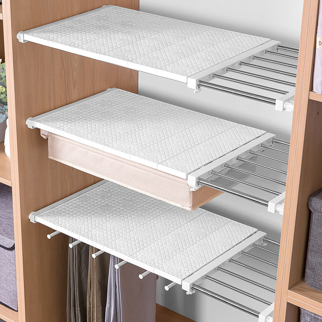 Wardrobe retractable layered partitions, punch-free storage racks, student dormitory home partition boards, nail-free partition racks