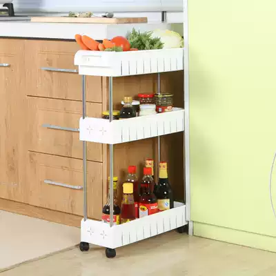 Wheeled mobile powder room Bathroom shelf Refrigerator floor-to-ceiling plastic storage shelf Shelf Kitchen crevice finishing rack
