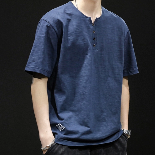 Бамбуковая хлопковая японская ретро футболка с коротким рукавом, свободный крой