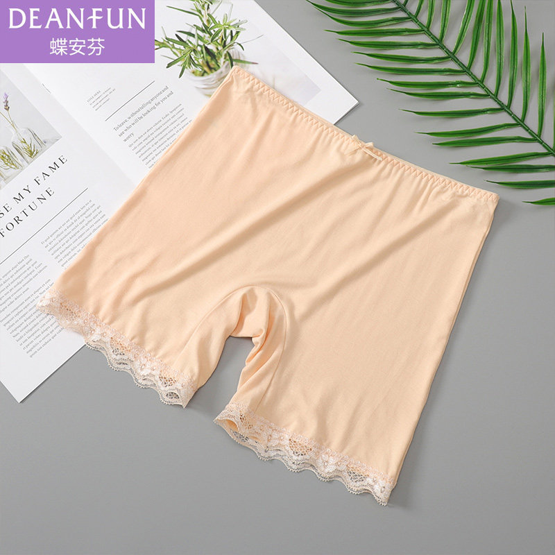 Di Anfen safety underwear underwear women's underwear mid-waist boxer solid color lace bamboo fiber breathable 2 packs