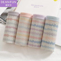 Die Anfen womens underwear womens mid-waist boxer sexy fashion fresh and cute girl pure cotton crotch striped shorts head