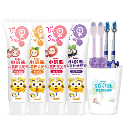【小浣熊】儿童果味牙膏4只组合装