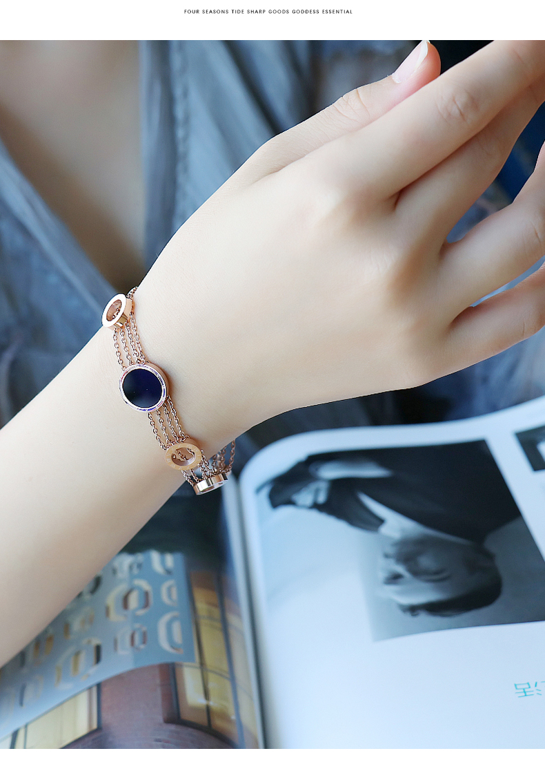 Net red 闺 mật ong titanium thép 18 K rose gold bracelet nữ Hàn Quốc phiên bản của đồ trang sức cá tính đơn giản sinh viên Sen đồ trang sức phổ biến