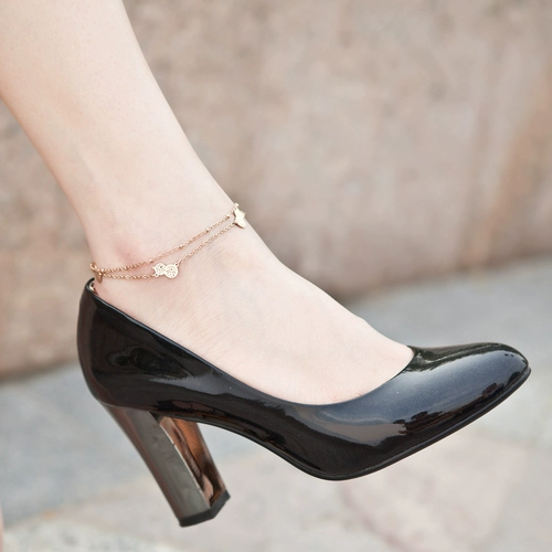 Милый модный золотой браслет на ногу из нержавеющей стали, простой и элегантный дизайн, японские и корейские, 18 карат, розовое золото