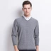 Áo len cashmere cổ điển tinh khiết Hengyuanxiang áo len dài tay cổ chữ V mùa thu và mùa đông mới - Hàng dệt kim Hàng dệt kim