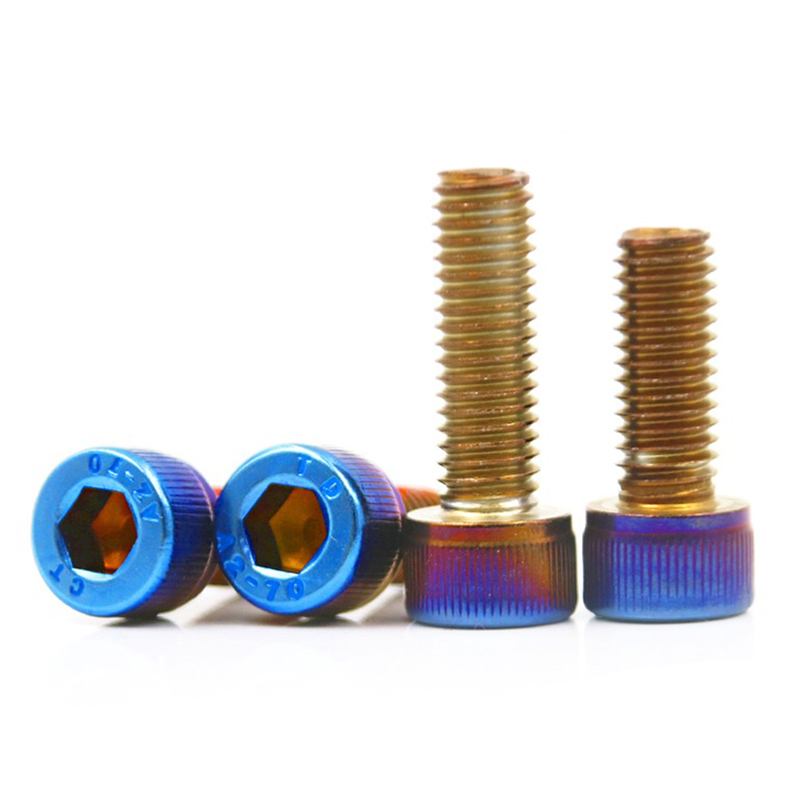 Stainless Steel Titanium Blue Cup Head Hex Socket Bolts for Motorcycle Fuel Tank Cap Modification and Decoration, Colorful Screws