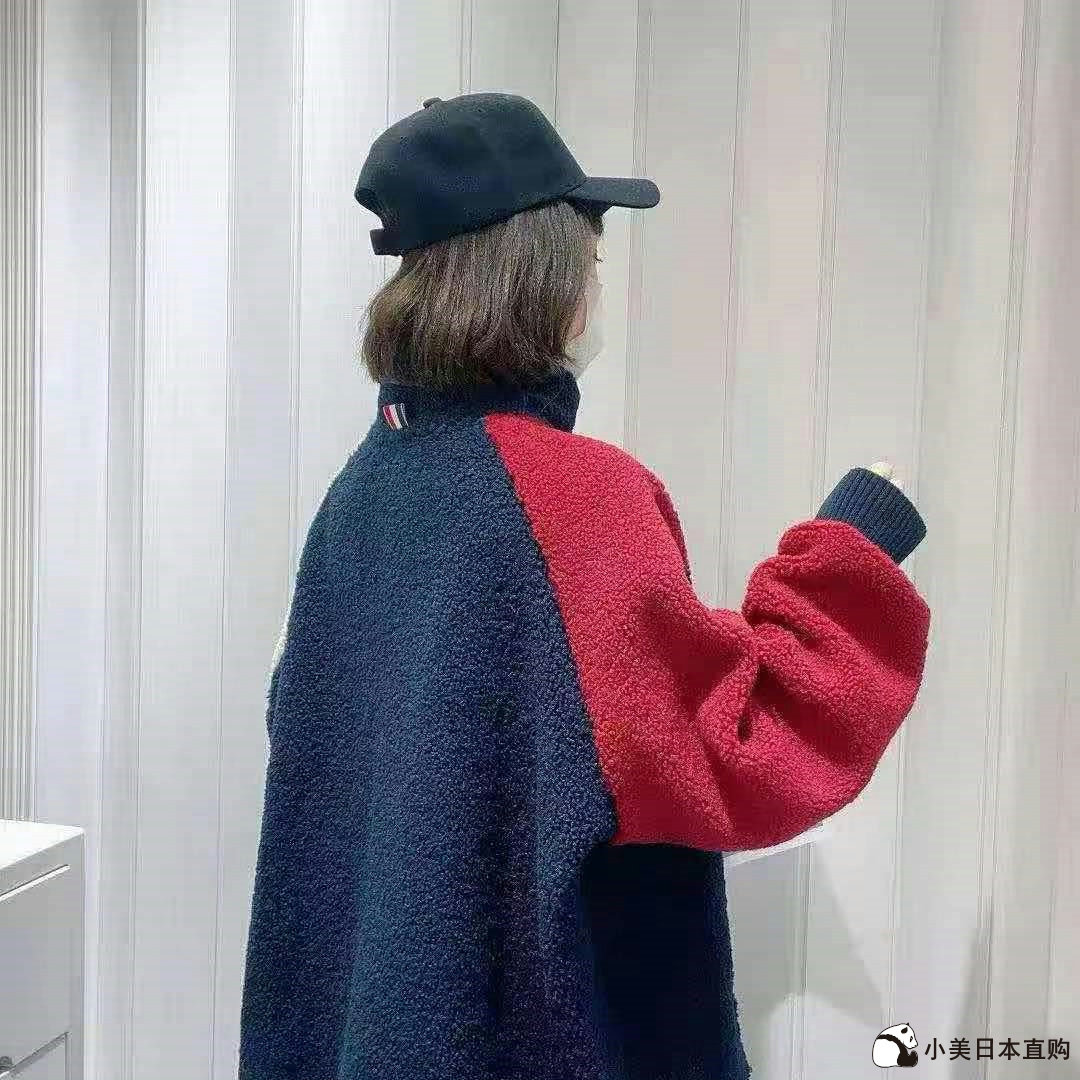 Xiaomei Japanese generation Thom Browne autumn and winter new TB lamb wool sweater color loose men and women with the same jacket