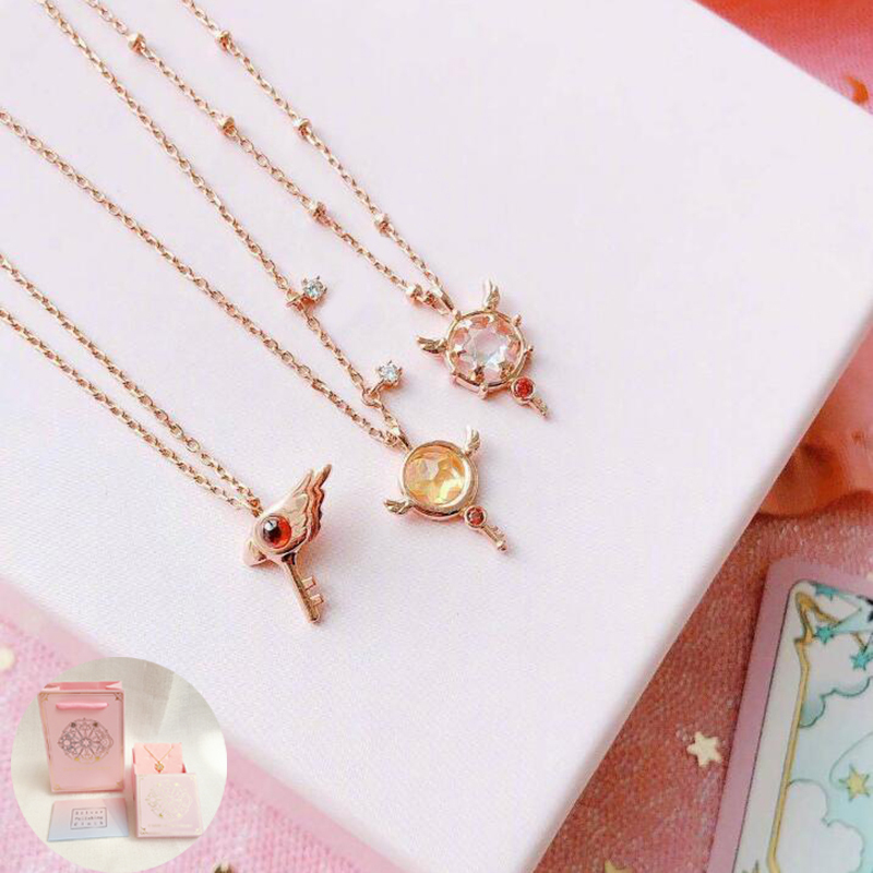 Korean Os* Variety Girl Sakura Cardcaptor Collaboration Magic Wand 925 Silver Clavicle Necklace for Women Pure Silver Qixi Festival Gift