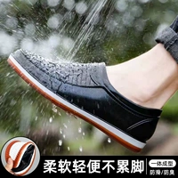 Fashionable rain boots for men, construction site shoes, thick-soled water shoes, non-slip, wear-resistant, low-top soft-soled kitchen chef work rain boots