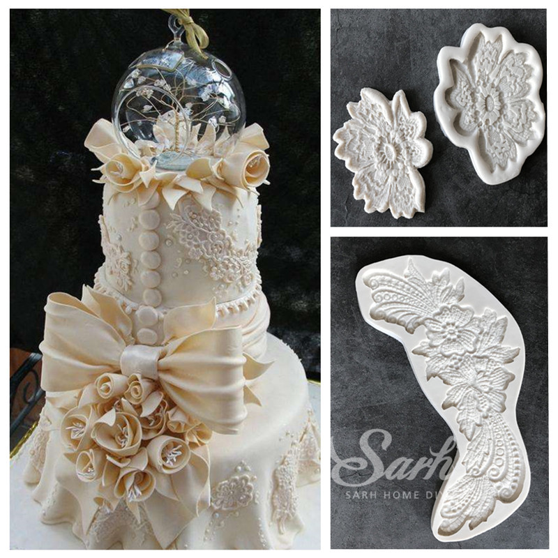 Eurostyle flower pattern cloth art lace turned sugar cake apron edge decoration mold silicone mold dry pesto tool