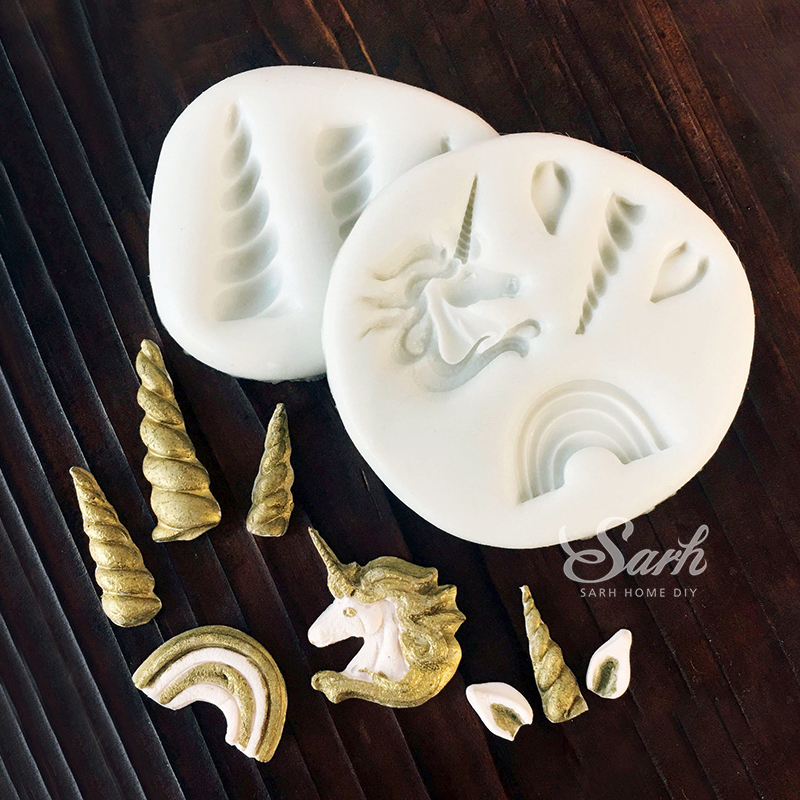Dream Mini Unicorn Beast Corner Rainbow Fondant Silicone Khuôn mẫu khô Pace Khuôn mẫu Giọt khuôn Khuôn sô cô la - Tự làm khuôn nướng khuôn làm kem silicon