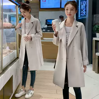 Trench coat women's long version of Korean loose Joker Spring and Autumn 2021 new popular English style small man temperament jacket