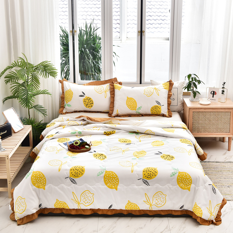Summer soft and skin-friendly summer quilt washed cotton cool silk sliding air conditioning by the core fresh fruit lemon strawberry summer cool by