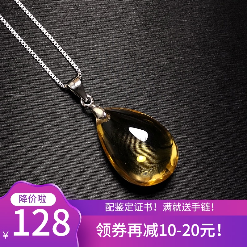 Natural citrine necklace 925 silver long and short pendant Clavicle chain Jewelry jewelry jewelry for men and women birthday gifts