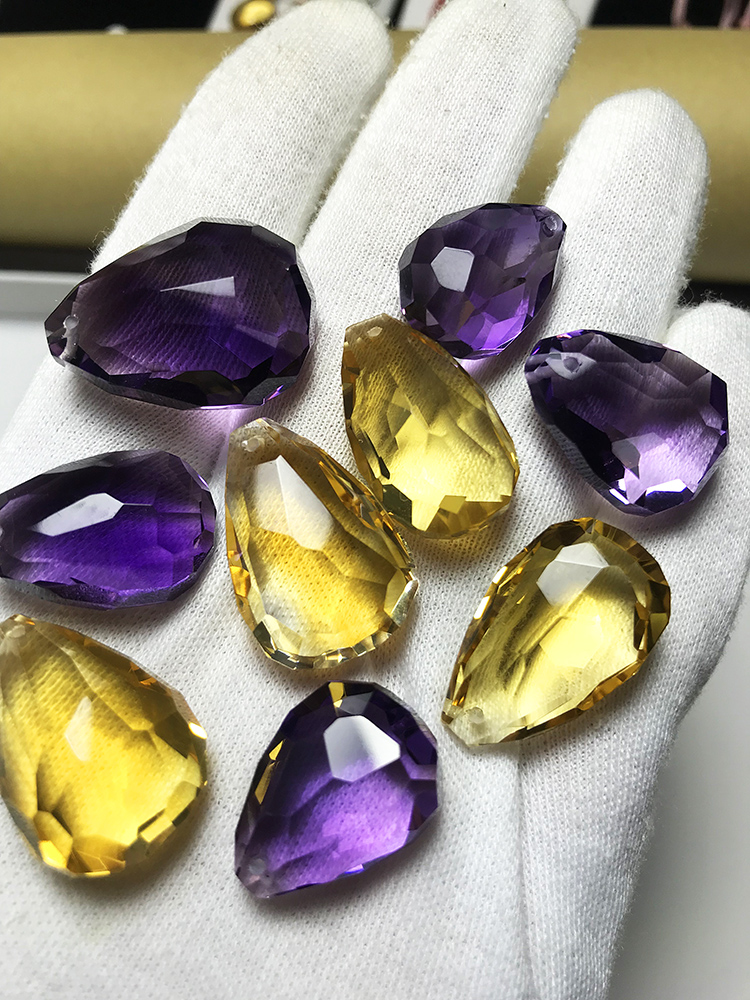 Natural Amethyst faceted pendant citrine male and female couple money chain 925 silver jewelry spring and summer necklace pendant