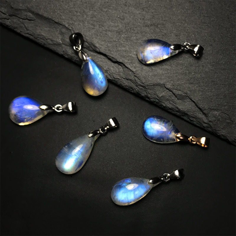 Identification certificate with 925 silver natural ice species blue moonlight stone pendant crystal necklace women's birthday gift