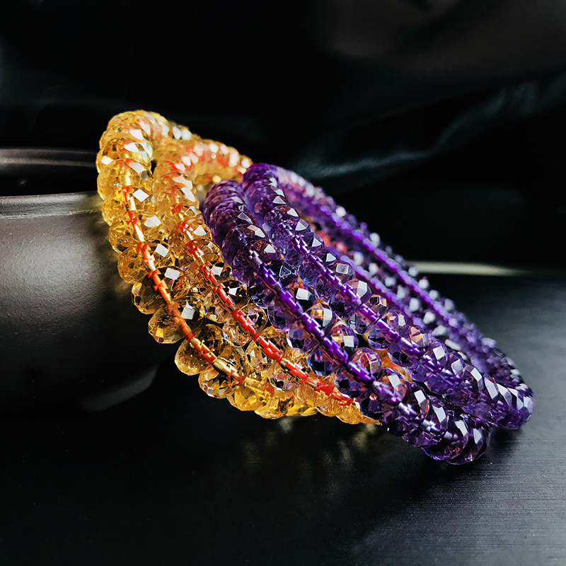 Collection grade natural citrine faceted hand Amethyst hand string men and women couple jewelry Valentine's Day gift
