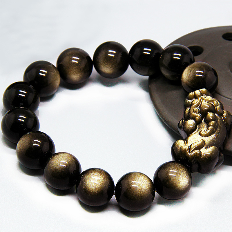 Golden Yaoshi Handmade Black Yaoshi Male and female section Lovers Leopard Natural Crystal Buddha Hand Strings Black Dazzling Birthday Gifts