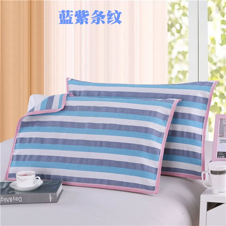 Kẻ sọc cũ vải thô khăn gối dày ký túc xá cotton vải nghệ thuật 1 cặp quà tặng mùa thu và mùa đông nhỏ tươi - Khăn gối