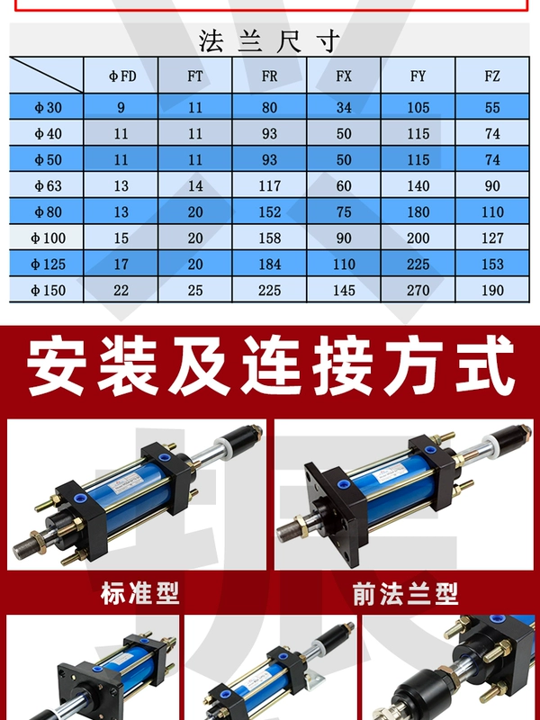 MOB có thể điều chỉnh xi lanh dầu nhẹ MODA40 * 25/50/100/150/75/25-50 loại thanh giằng đôi ổ cắm xi lanh thủy lực