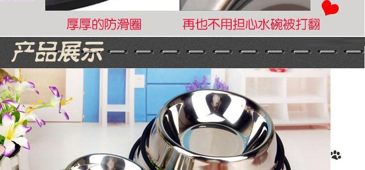 Bát con chó bằng thép không gỉ bát mèo Golden Retriever chậu chó 喵 用品 cung cấp nhỏ vừa và lớn chó và thức ăn cho mèo bát vật nuôi - Cat / Dog hàng ngày Neccessities 	bát ăn đôi cho chó	
