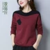 Áo thun nữ dáng lửng nữ dài tay 2019 xuân mới phong cách giản dị chạm đáy áo cotton nữ màu sắc nhấn nhá Áo phông