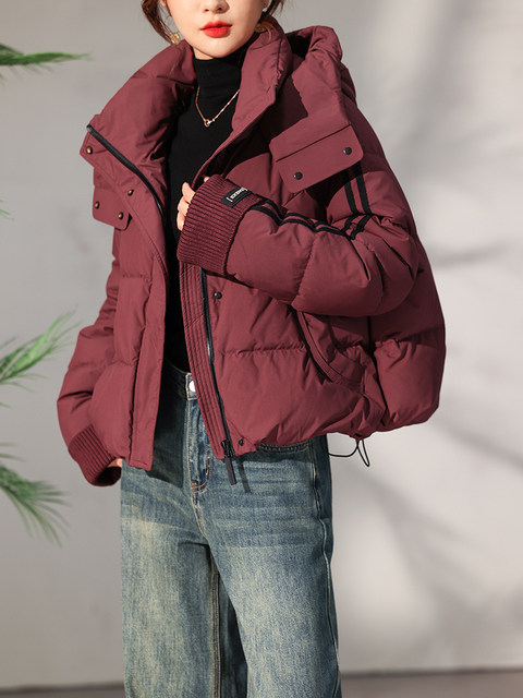 Ankela Red Casual Hooded Short down Jacket for Women 2024 Winter New Fashion Age-Reducing 90% White Duck down Coat