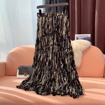 Slimming and Elegant Umbrella Skirt, High-Waisted Half-Length Skirt for Women, 2024 Summer New Style, Loose and Fashionable Pleated A-Line Long Skirt