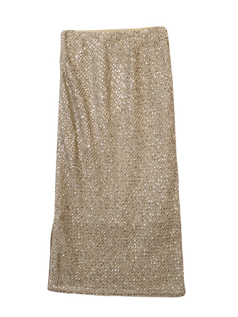 French-Style Sequin Long Skirt for Women, 2024 Summer New Fashion High-Waisted Slimming Elegant Slit Bodycon Skirt