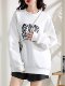 Letter Print Crew Neck Loose Casual Sweatshirt for Women 2023 Autumn New Zebra Pattern Versatile Jacket Crossbody Bag