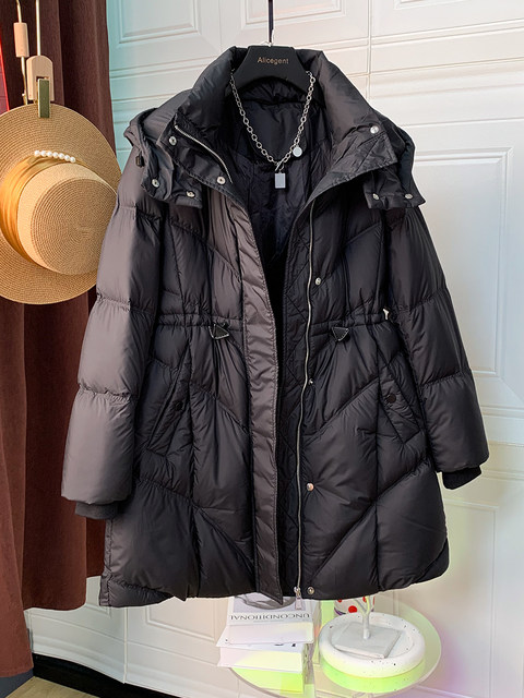 Workwear-Style Slim-Fit down Jacket for Women, 2023 New European and Korean Style, Hooded, Slimming, High-Quality Goose down Coat