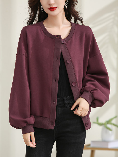 Short Cardigan Jacket for Women 2023 Spring and Autumn New European Style Loose Korean Version Versatile Collarless Solid Color Simple Top Trendy