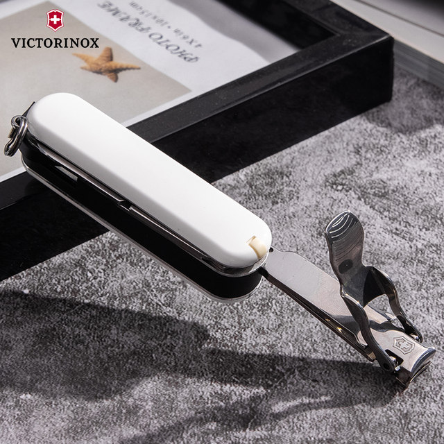 Victorinox Swiss Army Knife 0.6463.7 white handle grooming companion 65mm mini multifunctional folding nail clipper ຂອງແທ້