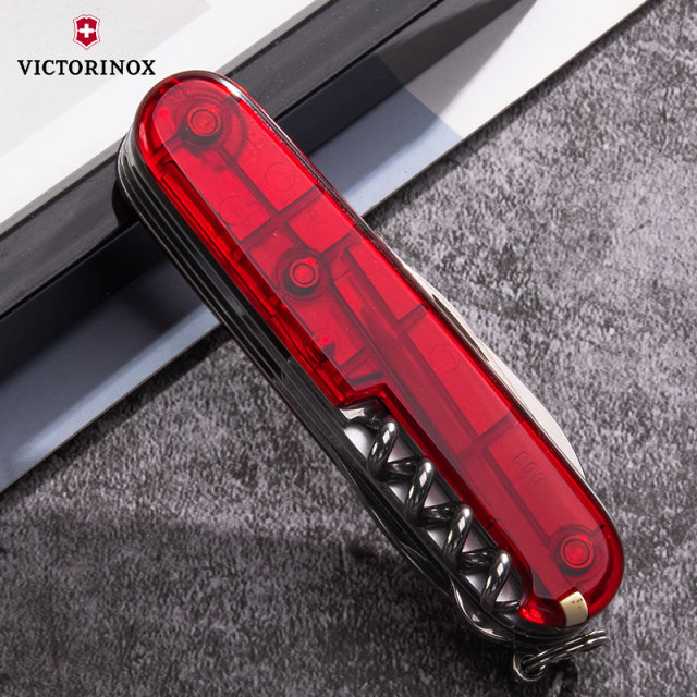 Victorinox Swiss Army Knife 91MM1.3713.T Transparent Red Hunter Army Knife Multifunctional Swiss Knife Folding Knife