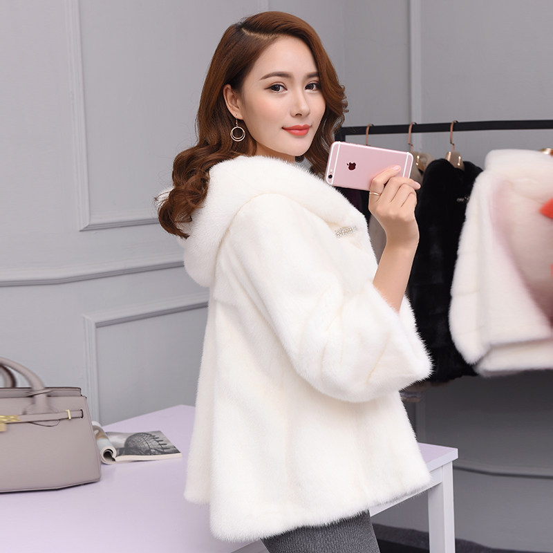 Princess Mater Mink Fur Coat Whole Mink Short even cap Buffy mink fur coat female mink fur fur white women's clothing winter
