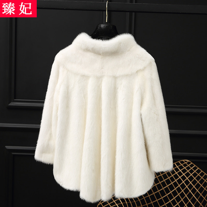 Mink leather big coat woman short 2021 winter new imported minke leather big coat woman whole mink wave ferret fur coat